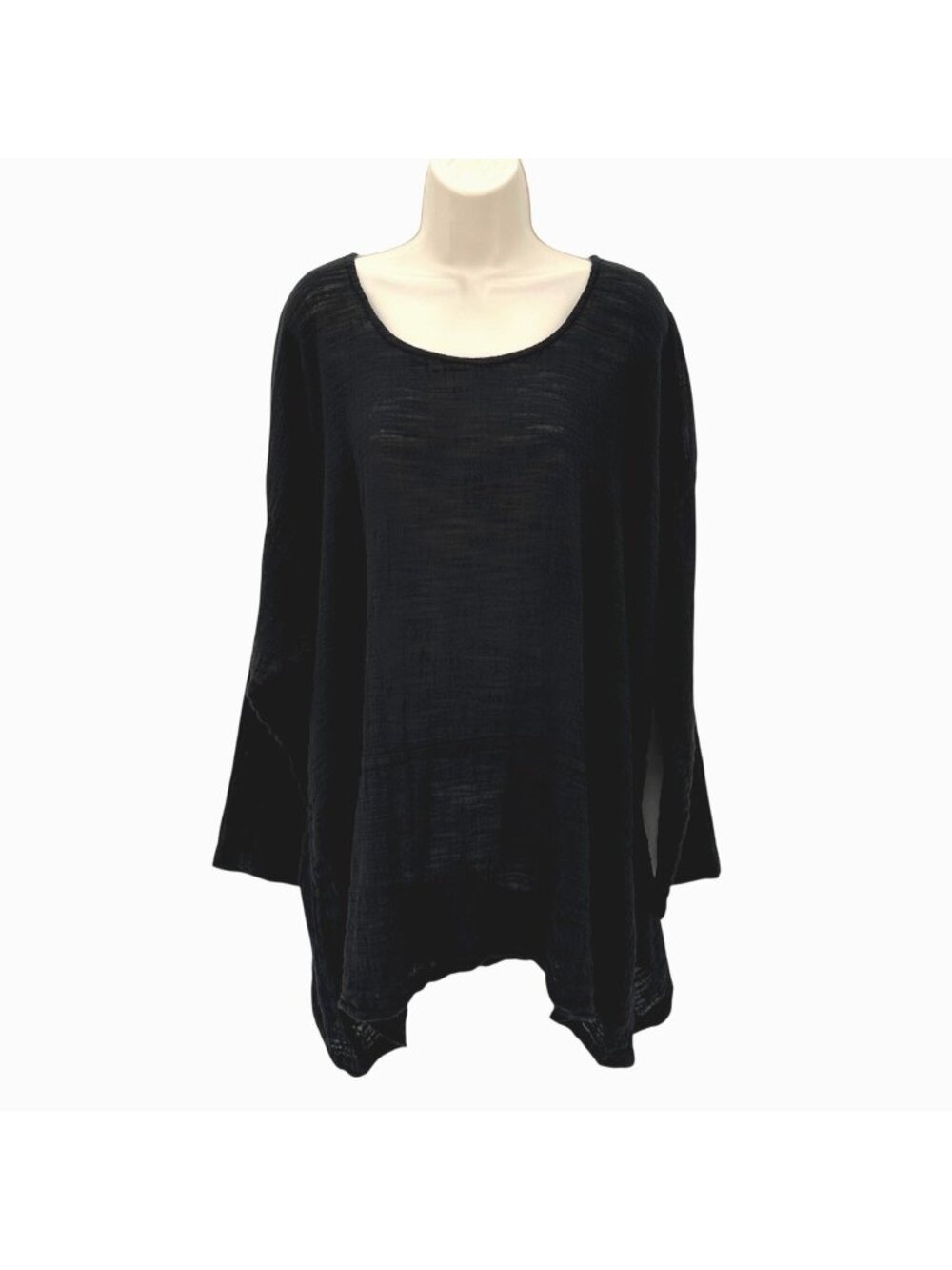 NWOT Flax Womens Oversized Slouchy Soft Black Linen Blend Tunic Top S